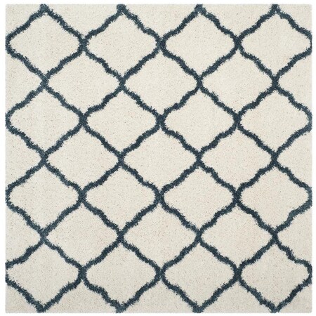 Flowers First 7 x 7 ft. Square Hudson Shag Power Loomed Rug, Ivory & Slate Blue FL2149521